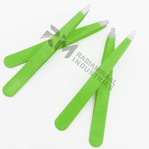 Pinzas Verdes RMI Profesionales de Acero Inoxidable para Extensión de Pestañas con Puntas Inclinadas y Planas para Cejas - Product Image 2
