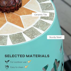 12-Inch Blue Outdoor <b>Round</b> Patio <b>Side</b> <b>Table</b> Garden Mosaic Accent Plant Stand Versatile Footstool - Product Image 6