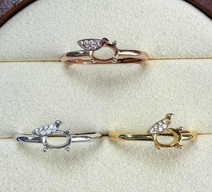 Handmade 925 Silver 18K Gold 4x6mm Oval Empty Bezel Semi Mount 4 Prong Bird <b>Ring</b> Zircon Setting Resin Filling Jewelry Findings - Product Image 2