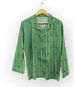 Conjunto de Pijama para Mujer con Estampado de Corazones Verdes, Camiseta de Manga Larga y Pantalones, Ropa de Dormir con Estampado de Corazones Verdes, Conjunto de Pijama a Rayas - Product Image 4
