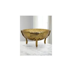 Bol de service traditionnel en laiton avec motifs gravés à la main pour les occasions spéciales et les buffets de mariage - Product Image 1