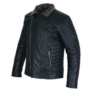 Veste d'équitation en cuir véritable haut de gamme pour femme, style punk contemporain, coupe ajustée avec ferrures décoratives et fermeture éclair intégrale - Product Image 4