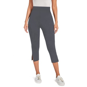 Leggings Capri Taille Haute Personnalisés 2026 en Gros – Bleu Marine Uni Extensible Tricoté – Pantalon de Yoga Femme Toutes Saisons Style Basique - Product Image 2