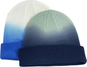 Nouveau bonnet tricoté tie-dye automne-hiver, logo personnalisé, unisexe, chaud, en laine colorée - Product Image 5