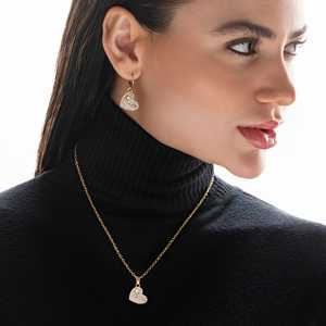 สร้อยคอหัวใจสีทองของปราโอะพร้อมต่างหูเครื่องประดับชั้นดีป้องกันการเสื่อมเสีย - Product Image 4