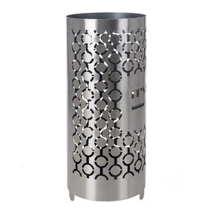 Porte-parapluie carré moderne de luxe en acier inoxydable poli miroir, design géométrique ajouré découpé au laser, revêtement poudré, pour la maison - Product Image 6