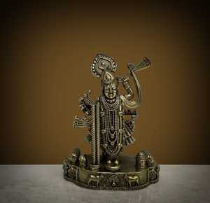 Handcrafted Brass Shree Nath Ji <b>Statue</b> | Nirmala Handicrafts Traditional Wax Casting Srinathji Idol for Tabletop Spiritual Decor - Product Image 4