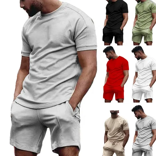 Custom Logo Sportswear Men Tracksuit Private Label Sweat Track Suit Set Shorts Pants Summer Men T Shirt And Short Set For Men