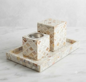 Juego de quemador de incienso de nácar con incrustaciones de hueso, caja para incienso de forma personalizada, hecha a mano, decoración religiosa para mesa - Product Image 1