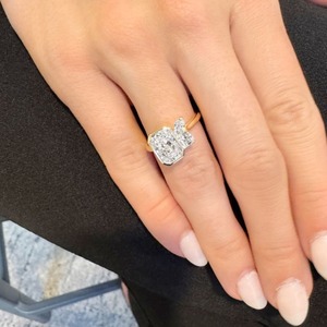 2.08 Carat Radiant Cut Lab Diamond Yellow <b>Gold</b> Rhodium Plated Bezel Asscher Oval Trio Engagement & Anniversary <b>Ring</b> - Product Image 4