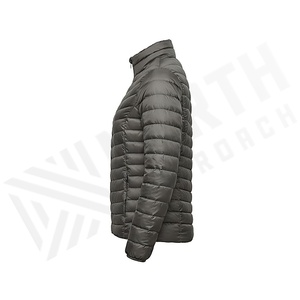 Quilted Jacket Women's Winter Stand Collar Full Sleeve Polyester Filling Zipper Closure Solid Color Regular Length - Product Image 3