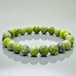Natural Serpentine 8mm Smooth Round AA Grade Gemstone Beads <b>Stretch</b> <b>Bracelet</b> Healing Jewelry Wholesale - Product Image 2