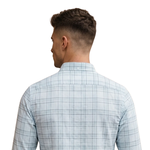 Light Blue Plaid <b>Men</b> <b>Flannel</b> <b>Shirt</b> Long Sleeve Button Down Checkered Casual <b>Shirt</b> Soft Brushed Fabric Everyday Streetwear - Product Image 4