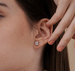 Pendientes Delicados de Plata 925 con Diamantes de Laboratorio VVS1 Color E Corte Brillante - Product Image 3