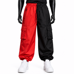 Pantalon de ski cargo imperméable bicolore rouge et noir pour homme, coupe ample, isolé, style streetwear et jogging - Product Image 1