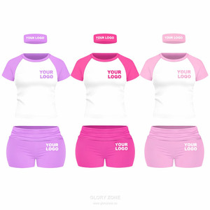 Ensemble de vêtements de sport pour femmes à imprimé léopard personnalisé, haut court, leggings et shorts avec bandeau assorti, vêtements de sport tendance pour la gym et le fitness - Product Image 5