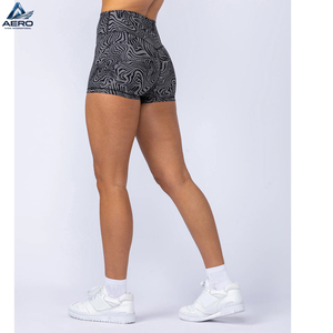 Shorts de yoga de cintura baja para mujer, en contraste de color negro y gris, con logotipo propio, los más vendidos, a precio razonable. - Product Image 2