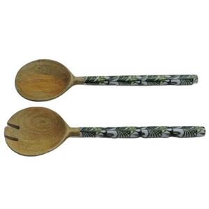 Salad Server <b>Spoon</b> <b>Sets</b> in Acacia <b>Wood</b> Printed Handle Customized Logo Item Packing Lure Pcs Color Feature Weight Eco Material - Product Image 1