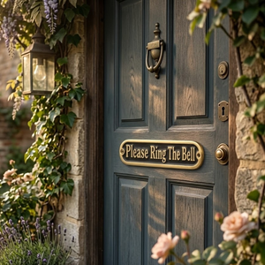 Premium Please Ring The Bell Brass <b>Door</b> Sign Plaque | Engraved Metal Entrance Notice <b>Plate</b> for Home Office Reception Decor XLX - Product Image 4