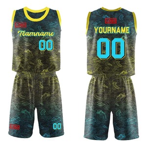 Ensemble de maillots de basket-ball personnalisés à motif d'ondes japonaises, impression par sublimation, uniforme de basket-ball unisexe, respirant, séchage rapide, été, équipe - Product Image 1