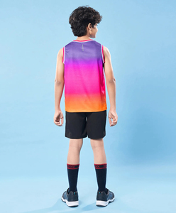 Boys Basketball Uniform Sublimation Gradient Sleeveless Jersey Tank Top and <b>Shorts</b> Set Kids Youth Sportswear Custom Team Wear - Product Image 3