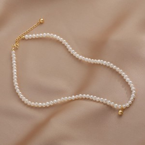 Collar de Perlas de Agua Dulce Irregulares de Estilo Barroco Francés Vintage, Diseño de Nicho, Cadena de Perlas para Suéter - Product Image 4