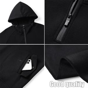 Sudadera con capucha negra de media cremallera para hombre, nueva tendencia 2026, manga raglán, color liso, algodón French Terry, ajuste casual, para otoño - Product Image 4