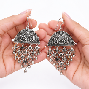 Bulk Supplier Oxidized Silver-Plated Vintage Water Drop Dangle <b>Hook</b> <b>Earrings</b> Handmade Non-toxic Unique Design Women's Wedding - Product Image 3