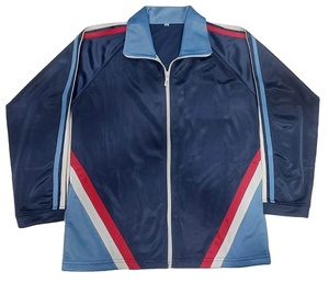 Venta al por mayor personalizado azul marino 100% poliéster de punto chaqueta de manga larga de buena calidad ropa deportiva - Product Image 1