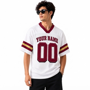 Custom <b>Mesh</b> 100% Polyester Unisex Football Jersey V Neck Moisture-Wicking Sports Shirt <b>Short</b> Sleeve Front Printed Team Name - Product Image 2