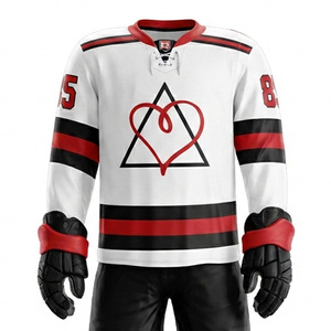 Ensemble d'uniformes de hockey sur glace personnalisés par sublimation, maillot et pantalon unisexe pour adulte, sans manches, extensible dans les quatre sens, anti-humidité, élastique, sport - Product Image 4