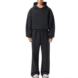 Ensembles de survêtements décontractés unisexe pour hommes : sweats à capuche amples et pantalons de jogging épais personnalisables - Product Image 1