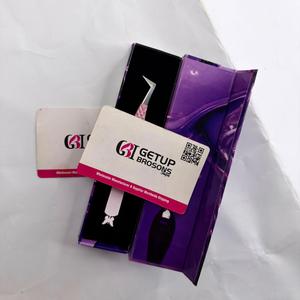 Ombre <b>Pink</b>/White Butterfly Cutout Fiber Tip Precision <b>Tool</b> <b>Box</b> Packaging GETUP BROSONS IMPEX Stainless Steel Eyelash Tweezers - Product Image 1