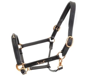 Cabestro de Cuero de Lujo para Caballo con Herrajes Originales de Latón, Doble Ajuste en la Cabeza, Acolchado de Cuero Suave, Estilo Inglés - Product Image 2