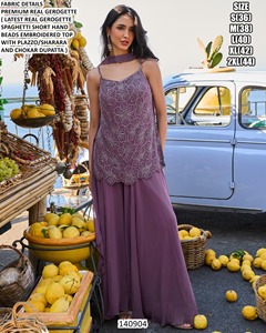 Kurti de mariage traditionnel pour femme Ember Grace, longueur au sol, en georgette et soie - Product Image 1