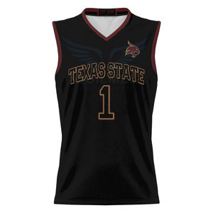 Maillot de basket-ball noir personnalisé sans manches en polyester respirant pour uniforme des Bobcats de l'État, numéro avant, antibactérien, séchage rapide - Product Image 1