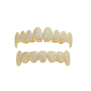 Grillz dentaire de Noël Hip-Hop en argent 925 avec zircon rond taille brillant de haute qualité, style unisexe, vente en gros - Product Image 2