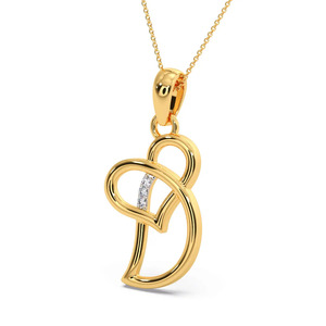 Collier avec pendentif en forme de double cœur avec accent diamant - Product Image 3