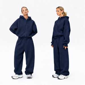 Ensemble de survêtement pour femme : veste zippée et pantalon de jogging – Tenue de sport athlétique pour l'entraînement, le fitness, la course, la gym, les loisirs et les voyages - Product Image 1
