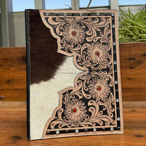 Large Capacity Hand Tooled Leather Diamond <b>Portfolio</b> Folders <b>Case</b> File Personalized Business Executive Business Resume Padfolio - Product Image 2