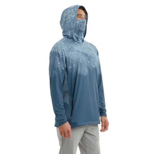 Men's Long Sleeve Hooded Fishing Shirt With Gradient Print <b>UV</b> <b>Protection</b> Pullover Top Anti-<b>UV</b> Breathable Outdoor Wear - Product Image 5