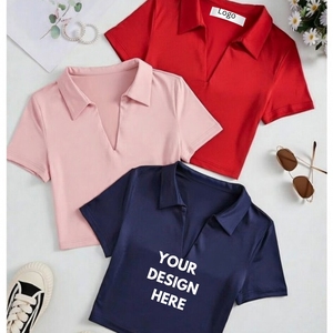 เสื้อครอปพิมพ์ลายตามสั่งสำหรับผู้หญิง ผ้าฝ้าย 100% สแปนเด็กซ์ ทรงเข้ารูป สตรีทแวร์ลำลอง แฟชั่น Y2K - Product Image 4