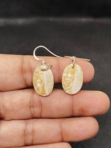 Pendientes Hechos a Mano de Plata de Ley 925 Maciza con Gema de Mármol Sabalgarh Genuino - Product Image 4