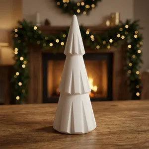 Árbol de Navidad en Miniatura Moderno de Resina Blanca con Forma de Pino, Decoración Pequeña para Mesa de Interior, Artesanía Duradera y Ecológica, Sin Luces - Product Image 5