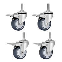 Roulettes industrielles pivotantes en acier inoxydable de 2 pouces (50 mm) avec frein, roulement à billes, pour chariot, personnalisables OEM