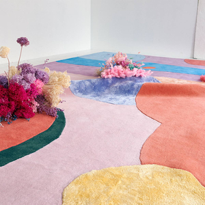 Contemporary Organic Abstract Hand Tufted Wool Silk Area Rug Luxury Modern Designer Carpet Custom Manufacturer Factory - Product Image 5