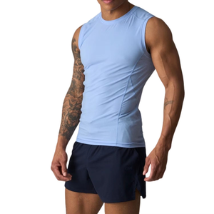 <b>Men</b> Custom Wholesale Sleeveless <b>Muscle</b> Tank <b>Top</b> Solid Crew Neck Bodybuilding Vest Sports Undershirt 100% Cotton - Product Image 4