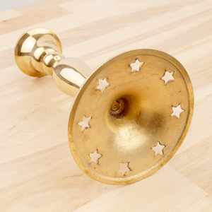 Elegant <b>Gold</b> Brass <b>Candlestick</b> <b>Holder</b> with Star Cutout Base, Vintage Decorative Candle Stand for Home & Table Decor - Product Image 2