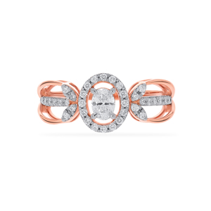Anillo Floral Premium Chapado en Oro Rosa de 18K con Circonita Cúbica de Corte Brillante Redondo en el Centro y Hoja Pavé con Diseño Abierto - Product Image 3