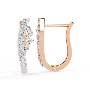 Boucles d'oreilles créoles en or blanc avec diamants ovales de laboratoire, style français, pour mariage ou cadeau - Product Image 2
